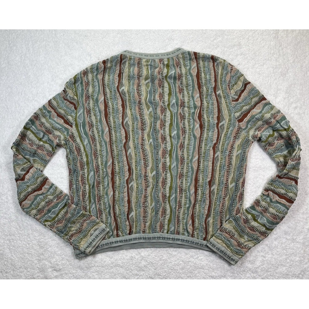 COOGI Women's 3D Cable Knit Crew Neck Size XL Sage Green Colorful 90's - Picture 12 of 13